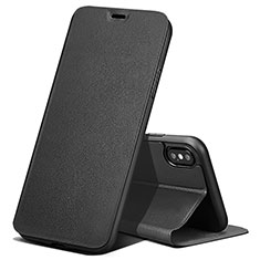 Funda de Cuero Cartera con Soporte para Apple iPhone Xs Max Negro