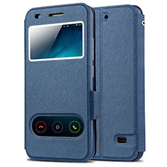 Funda de Cuero Cartera con Soporte para Huawei Ascend G620S Azul