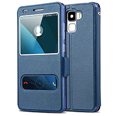 Funda de Cuero Cartera con Soporte para Huawei Honor 7 Azul