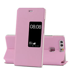 Funda de Cuero Cartera con Soporte para Huawei P9 Rosa