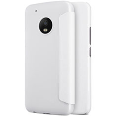 Funda de Cuero Cartera con Soporte para Motorola Moto G5 Plus Blanco