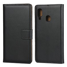 Funda de Cuero Cartera con Soporte para Samsung Galaxy A20e Negro