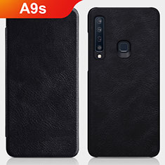 Funda de Cuero Cartera con Soporte para Samsung Galaxy A9s Negro