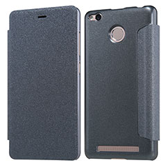 Funda de Cuero Cartera con Soporte para Xiaomi Redmi 3 High Edition Negro