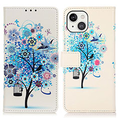 Funda de Cuero Cartera con Soporte Patron de Moda Carcasa A07 para Apple iPhone 15 Azul