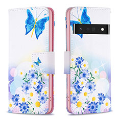 Funda de Cuero Cartera con Soporte Patron de Moda Carcasa B01F para Google Pixel 7 Pro 5G Azul