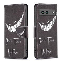 Funda de Cuero Cartera con Soporte Patron de Moda Carcasa B01F para Google Pixel 7a 5G Negro