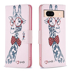 Funda de Cuero Cartera con Soporte Patron de Moda Carcasa B01F para Google Pixel 8a 5G Rosa