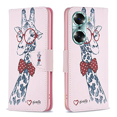 Funda de Cuero Cartera con Soporte Patron de Moda Carcasa B01F para Huawei Honor 60 Pro 5G Rosa