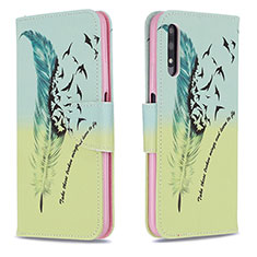 Funda de Cuero Cartera con Soporte Patron de Moda Carcasa B01F para Huawei P Smart Z (2019) Menta Verde