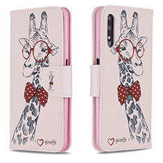 Funda de Cuero Cartera con Soporte Patron de Moda Carcasa B01F para Huawei P Smart Z (2019) Rosa