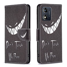 Funda de Cuero Cartera con Soporte Patron de Moda Carcasa B01F para Motorola Moto E13 Negro