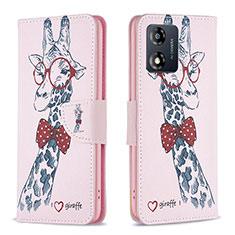 Funda de Cuero Cartera con Soporte Patron de Moda Carcasa B01F para Motorola Moto E13 Rosa