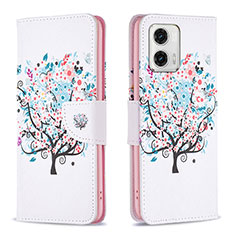 Funda de Cuero Cartera con Soporte Patron de Moda Carcasa B01F para Motorola Moto G73 5G Blanco