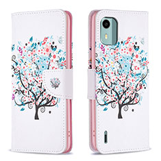 Funda de Cuero Cartera con Soporte Patron de Moda Carcasa B01F para Nokia C12 Plus Blanco