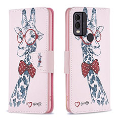 Funda de Cuero Cartera con Soporte Patron de Moda Carcasa B01F para Nokia C22 Rosa