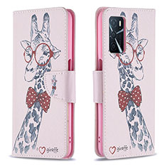 Funda de Cuero Cartera con Soporte Patron de Moda Carcasa B01F para Oppo A16 Rosa