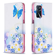 Funda de Cuero Cartera con Soporte Patron de Moda Carcasa B01F para Oppo A16s Azul