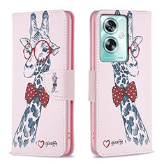 Funda de Cuero Cartera con Soporte Patron de Moda Carcasa B01F para Oppo A2 5G Rosa