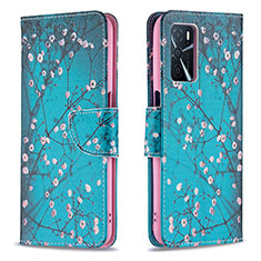 Funda de Cuero Cartera con Soporte Patron de Moda Carcasa B01F para Oppo A54s Cian