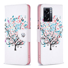 Funda de Cuero Cartera con Soporte Patron de Moda Carcasa B01F para Oppo A57 5G Blanco