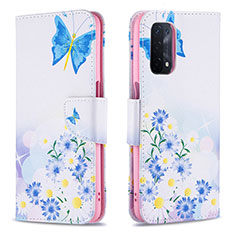 Funda de Cuero Cartera con Soporte Patron de Moda Carcasa B01F para Oppo A74 5G Azul