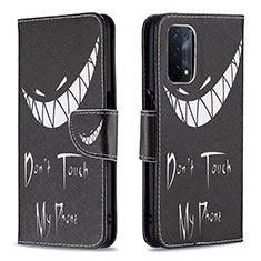 Funda de Cuero Cartera con Soporte Patron de Moda Carcasa B01F para Oppo A74 5G Negro