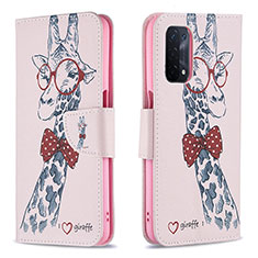 Funda de Cuero Cartera con Soporte Patron de Moda Carcasa B01F para Oppo A93 5G Rosa