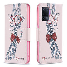 Funda de Cuero Cartera con Soporte Patron de Moda Carcasa B01F para Oppo A94 4G Rosa