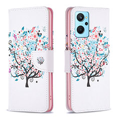 Funda de Cuero Cartera con Soporte Patron de Moda Carcasa B01F para Oppo A96 4G Blanco