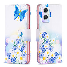 Funda de Cuero Cartera con Soporte Patron de Moda Carcasa B01F para Oppo A96 5G Azul