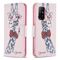 Funda de Cuero Cartera con Soporte Patron de Moda Carcasa B01F para Oppo F19 Pro+ Plus 5G Rosa