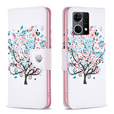 Funda de Cuero Cartera con Soporte Patron de Moda Carcasa B01F para Oppo F21s Pro 4G Blanco