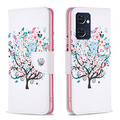 Funda de Cuero Cartera con Soporte Patron de Moda Carcasa B01F para Oppo Find X5 Lite 5G Blanco