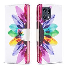 Funda de Cuero Cartera con Soporte Patron de Moda Carcasa B01F para Oppo Find X5 Pro 5G Multicolor