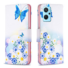 Funda de Cuero Cartera con Soporte Patron de Moda Carcasa B01F para Oppo K10 4G Azul