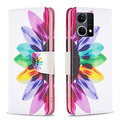 Funda de Cuero Cartera con Soporte Patron de Moda Carcasa B01F para Oppo Reno7 4G Multicolor