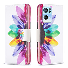 Funda de Cuero Cartera con Soporte Patron de Moda Carcasa B01F para Oppo Reno7 Pro 5G Multicolor