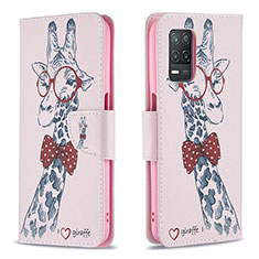 Funda de Cuero Cartera con Soporte Patron de Moda Carcasa B01F para Realme 8 5G Rosa