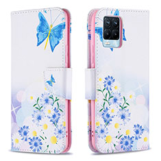 Funda de Cuero Cartera con Soporte Patron de Moda Carcasa B01F para Realme 8 Pro Azul