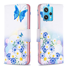 Funda de Cuero Cartera con Soporte Patron de Moda Carcasa B01F para Realme 9 Pro+ Plus 5G Azul