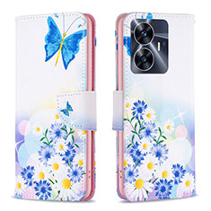 Funda de Cuero Cartera con Soporte Patron de Moda Carcasa B01F para Realme C55 Azul