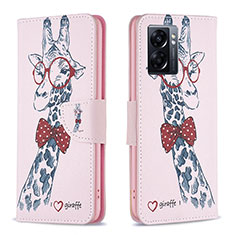 Funda de Cuero Cartera con Soporte Patron de Moda Carcasa B01F para Realme Q5i 5G Rosa