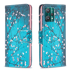 Funda de Cuero Cartera con Soporte Patron de Moda Carcasa B01F para Realme V25 5G Cian