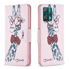 Funda de Cuero Cartera con Soporte Patron de Moda Carcasa B01F para Realme V25 5G Rosa