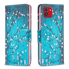 Funda de Cuero Cartera con Soporte Patron de Moda Carcasa B01F para Samsung Galaxy A03 Cian