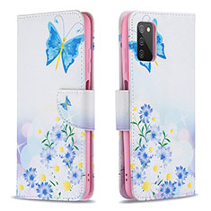 Funda de Cuero Cartera con Soporte Patron de Moda Carcasa B01F para Samsung Galaxy A03s Azul