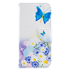 Funda de Cuero Cartera con Soporte Patron de Moda Carcasa B01F para Samsung Galaxy A20 Azul