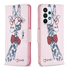 Funda de Cuero Cartera con Soporte Patron de Moda Carcasa B01F para Samsung Galaxy A23 4G Rosa