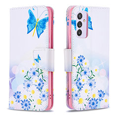 Funda de Cuero Cartera con Soporte Patron de Moda Carcasa B01F para Samsung Galaxy A24 4G Azul